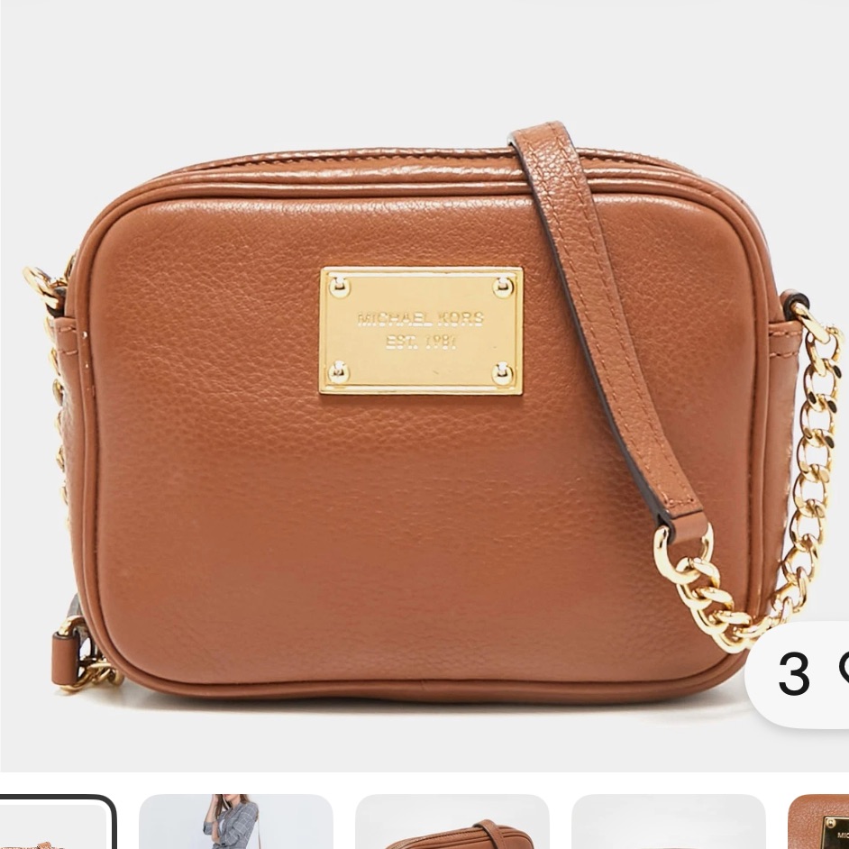 Michael Kors Small Beige Leather Crossbody With Chain Strap Authentic!